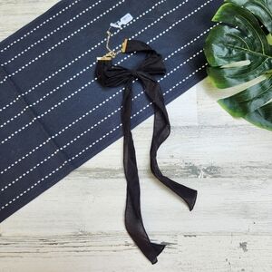 Free People Oversized Bow Choker Ribbon Necklace Black NWT